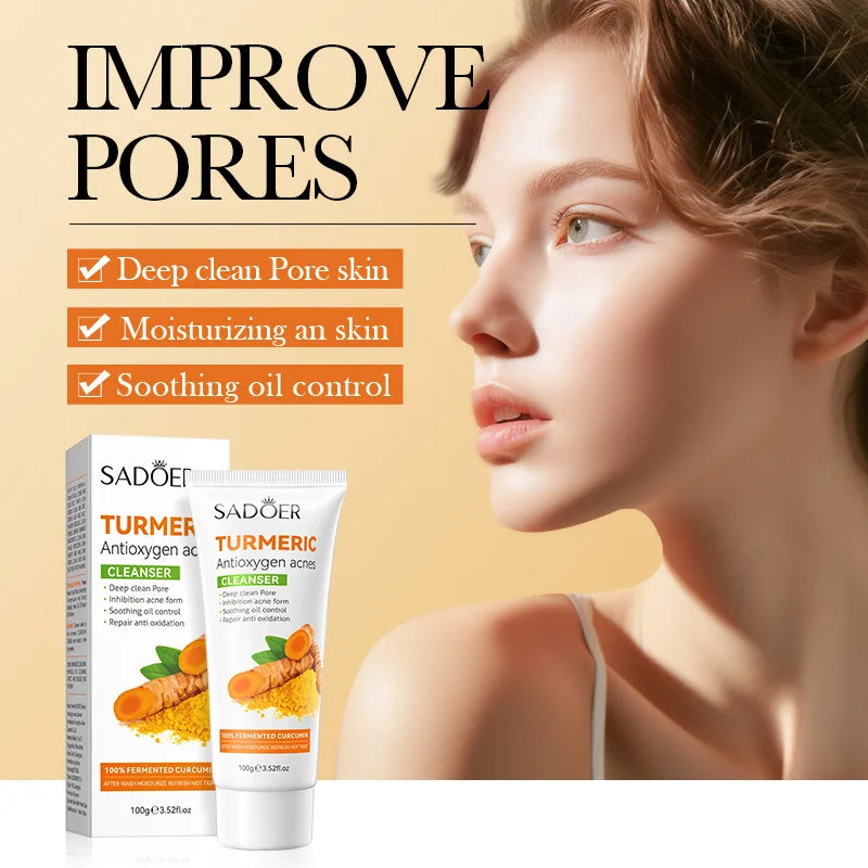 New Arrive Pore Cleansing Oil Control Turmeric Antioxygen Acnes Deep Cleansing Facial Cleanser