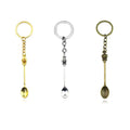 Metal Key Chain 57*9mm Kitchen Crown Spoon Keychain Teaspoon Pendant Necklace Key Ring 3D Mini Teaspoon Key Chains Spoon Keyring