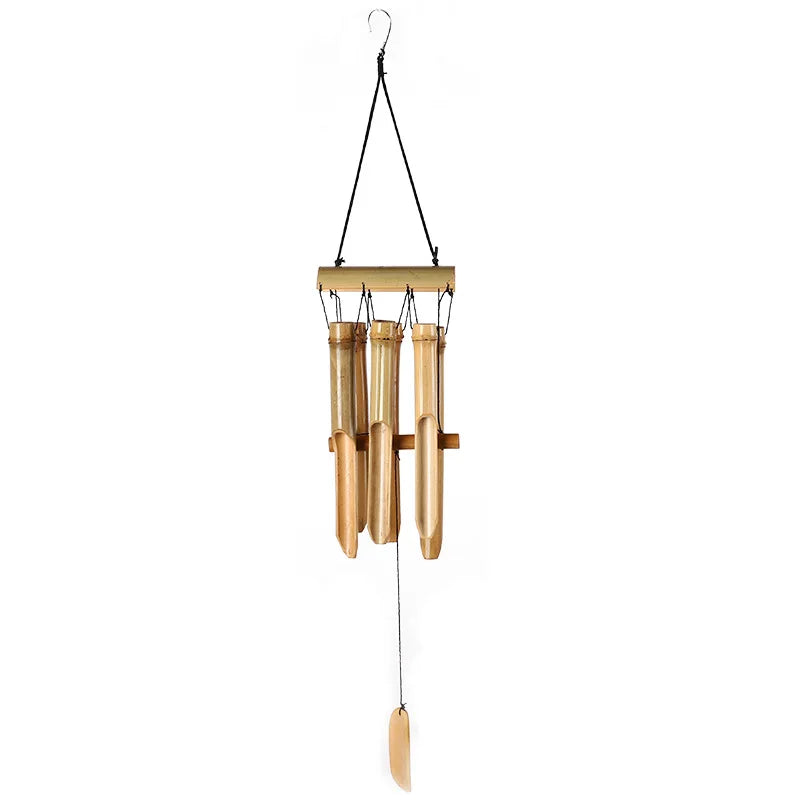 Creative Handmade Chinese Retro Bamboo Tube Wind Chime for Summer Elegant Aerial Pendant Garden Ornament Hotel Birthday Gift