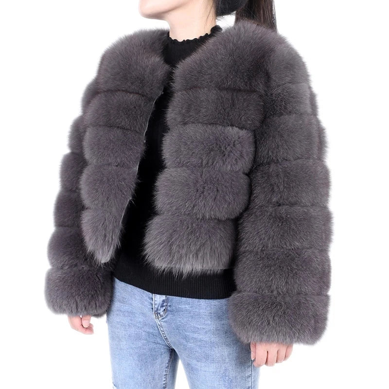 Hot Sale New Sleeve Removal Detachable Natural Real Fox Fur Coat Women Vest Jackets Ladies Short Fur Coat