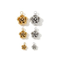 Tarnish Free Stainless Steel PVD 18K Gold Plated Rose Flower Small Charm Pendants Necklace Pendants