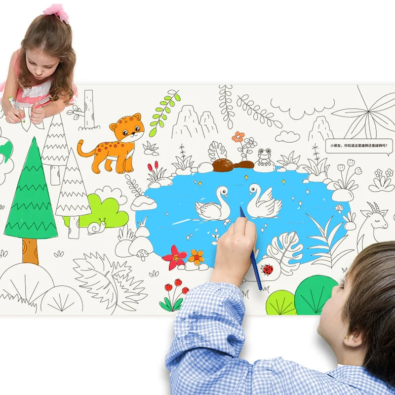 Mini Water Color 10m Kids Adhesive Sticker Roll Drawing Set with Paper