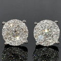 Huitan Hot Crystal Full Clear Big Round Stud Earrings Lady Silver Classic Women Girls Luxury Daily Stud Earrings