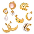Zirconia Hoops Earrings Gold Plated Huggies Resin Earrings Pearl Design Popular Hot Selling Stainless Steel Wholesale Supplier