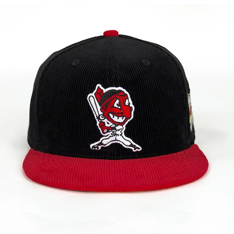 OEM Custom 6 Panel Two-Tone Corduroy Snapback Cap Canvas Fabric Fitted Hats with Embroidery Logo for Sports and Outdoor Use