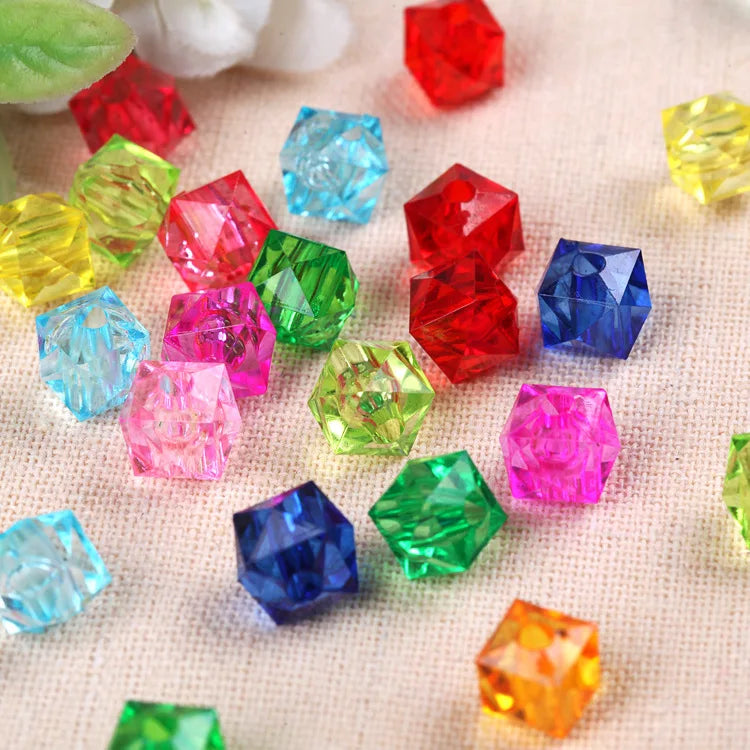 Wholesale 10mm Transparent square Beads Diamond Shaped Acrylic Plastic Loose Beads