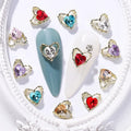 3D Alloy Nail Art Jewelry Heart Shape Nail Art Decoration Shiny Rhinestone Glass Nail Art Charm