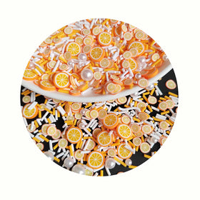 500g Orange Melon Polymer Clay Fruit Slices Hot Clay Sprinkles Round Pearls Nail Art Decor DIY Crystal Mud Slime Filling