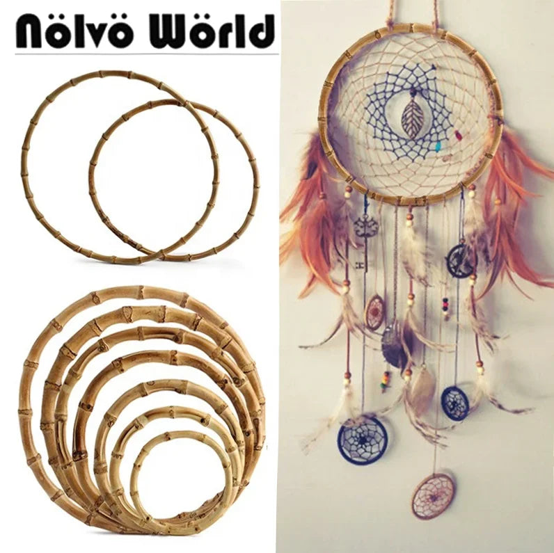 Round Bamboo Bag Handle 10/12/13/15/18/22cm - Natural Replacement Purse Frame for DIY Handbag Making Bag Circle Bamboo Handle