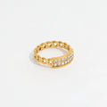 Non Tarnish 18K Gold Plated Double Rows Crystal Pave Stainless Steel Rings for Women Trendy Jewelry 2021