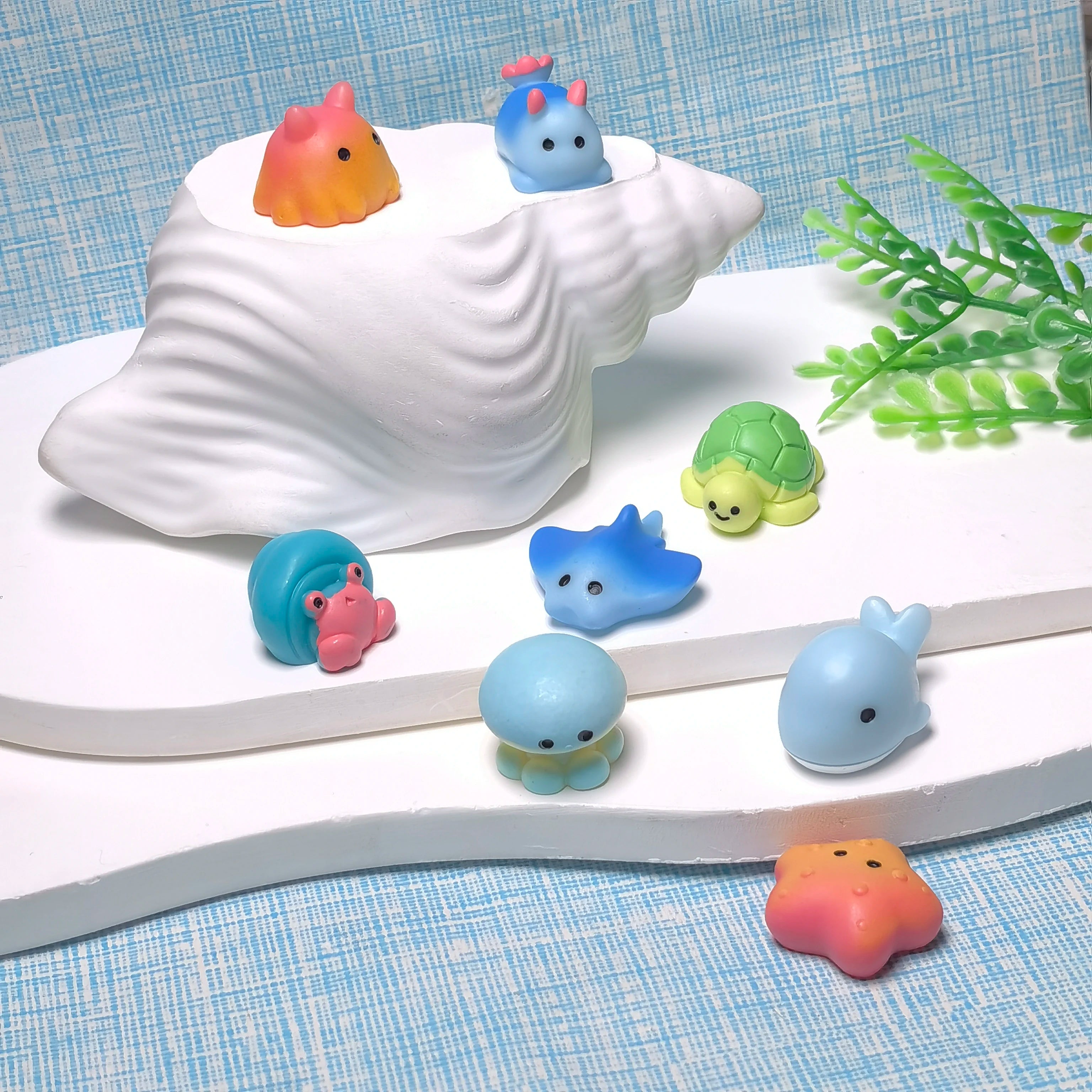 Bulk 100Pcs Resin Flatback Ocean Sea Animals Slime Charms Mini Dolphin Starfish Tortoise Craft Beads for DIY Scrapbooking Making