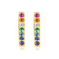 High Fashion Silver Women Elegant Rainbow Bar Earrings 14K Gold Plated 925 Sterling Silver Zircon Stud Earring