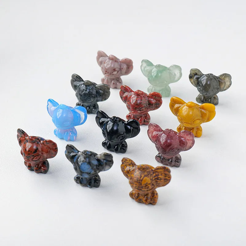 DIY Factory Hand Carved Small Natural Crystal Quartz Stone Animals Folk Crafts for Office Home Decoration Amethyst Folk Crafts