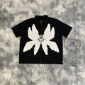 DENIMGUYS Fashion Men's Shirts Patch Embroidery Applique Cotton Zip up Short Sleeve T-Shirt for Men