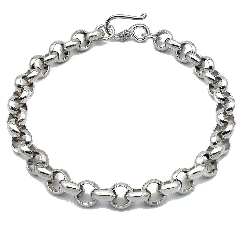 Fine Jewelry Hot Sale Solid Silver Rolo S925 Silver Belcher  Bracelet for Men Wholesale
