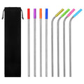 Metal Straws Reusable 304 Stainless Steel Straight Bent Drinking Case Cleaning Brush Set Party Steel Straw