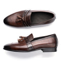Custom British Retro Men Loafers Pointed Formal Dress Shoes Genuine Leather Anti-Slip Slip-On Winter Autumn Casual Daily Wear