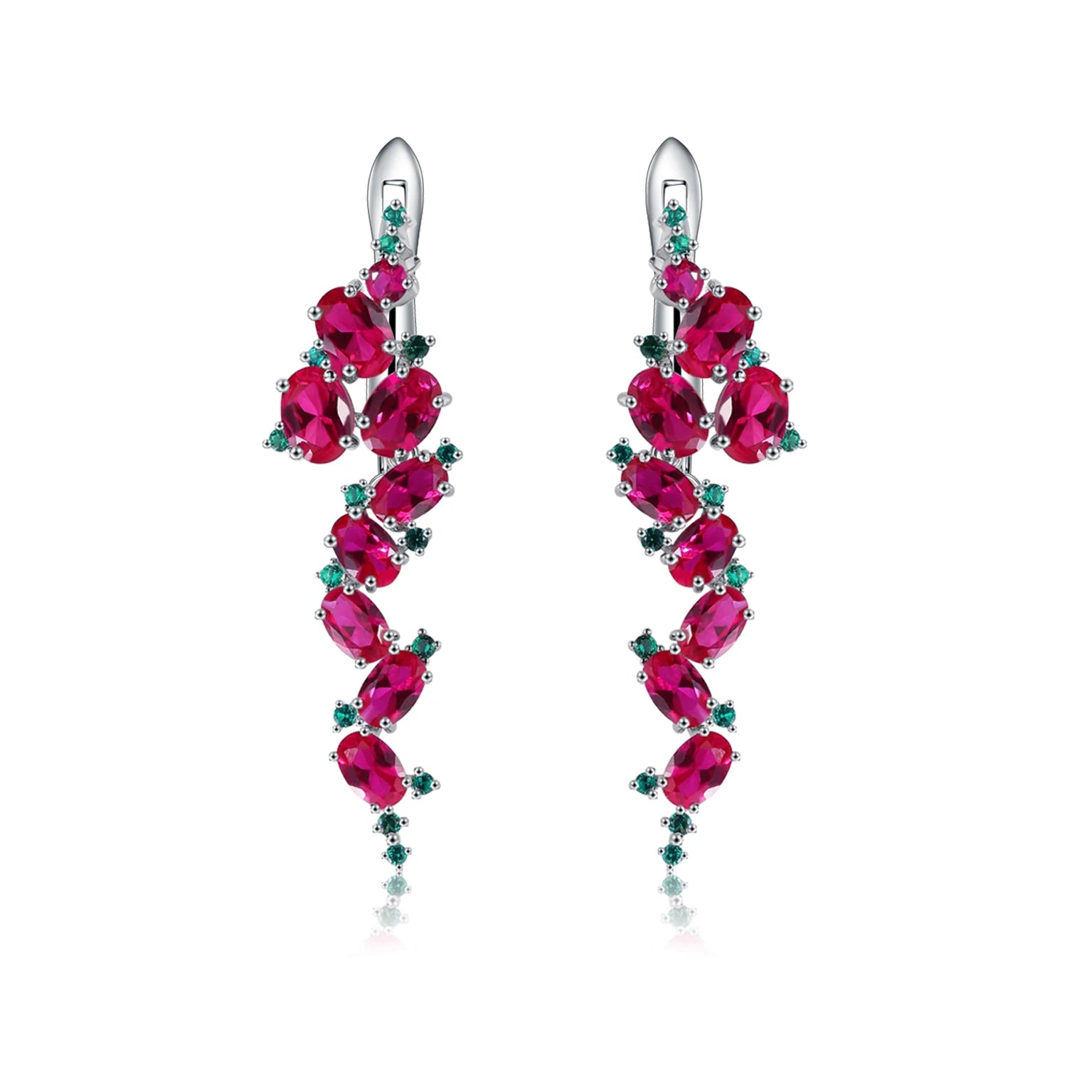 C4641 Abiding Fine Jewelry Silver 925 Sterling Gemstone Jewelry Wholesale Woman Synthetic Ruby Christmas Earrings
