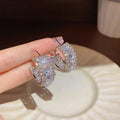S925 Silver Needle Full Diamond Flower Earrings 18k Gold Plated Shiny Zircon C-Shape Hoop Earrings Crystal Rhinestone Earring
