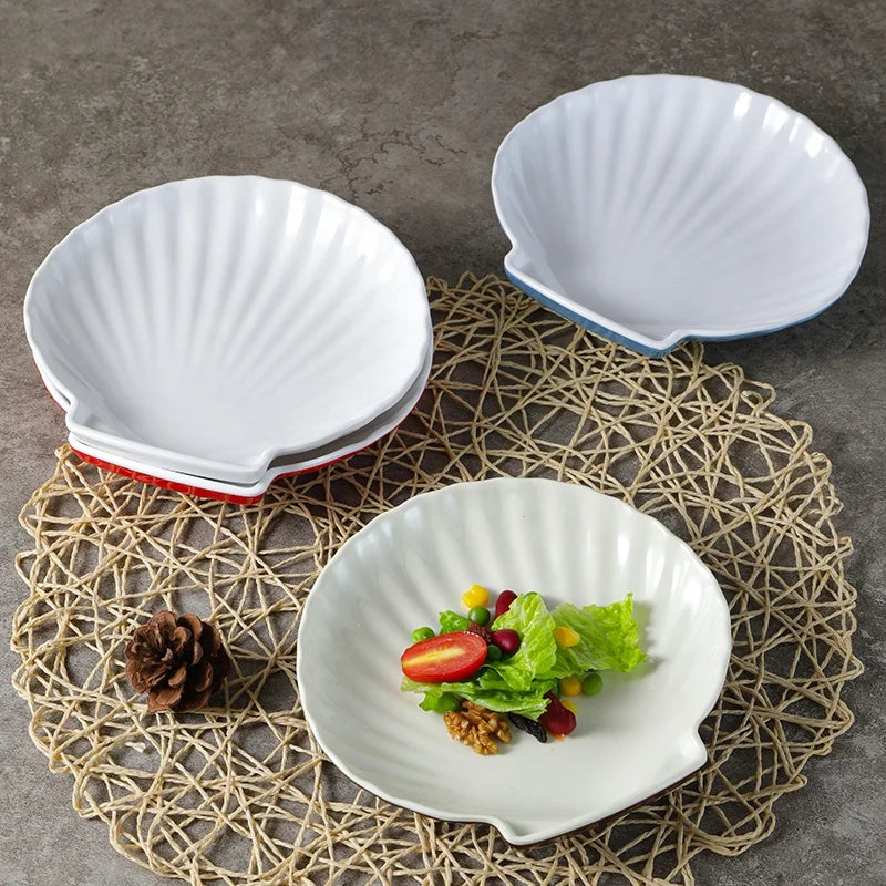 Korean Dipping Appetizer Seashell Plate Melamine Unbreakable Fruit Small Plate Dish Set Melamine Dish for Restaurant