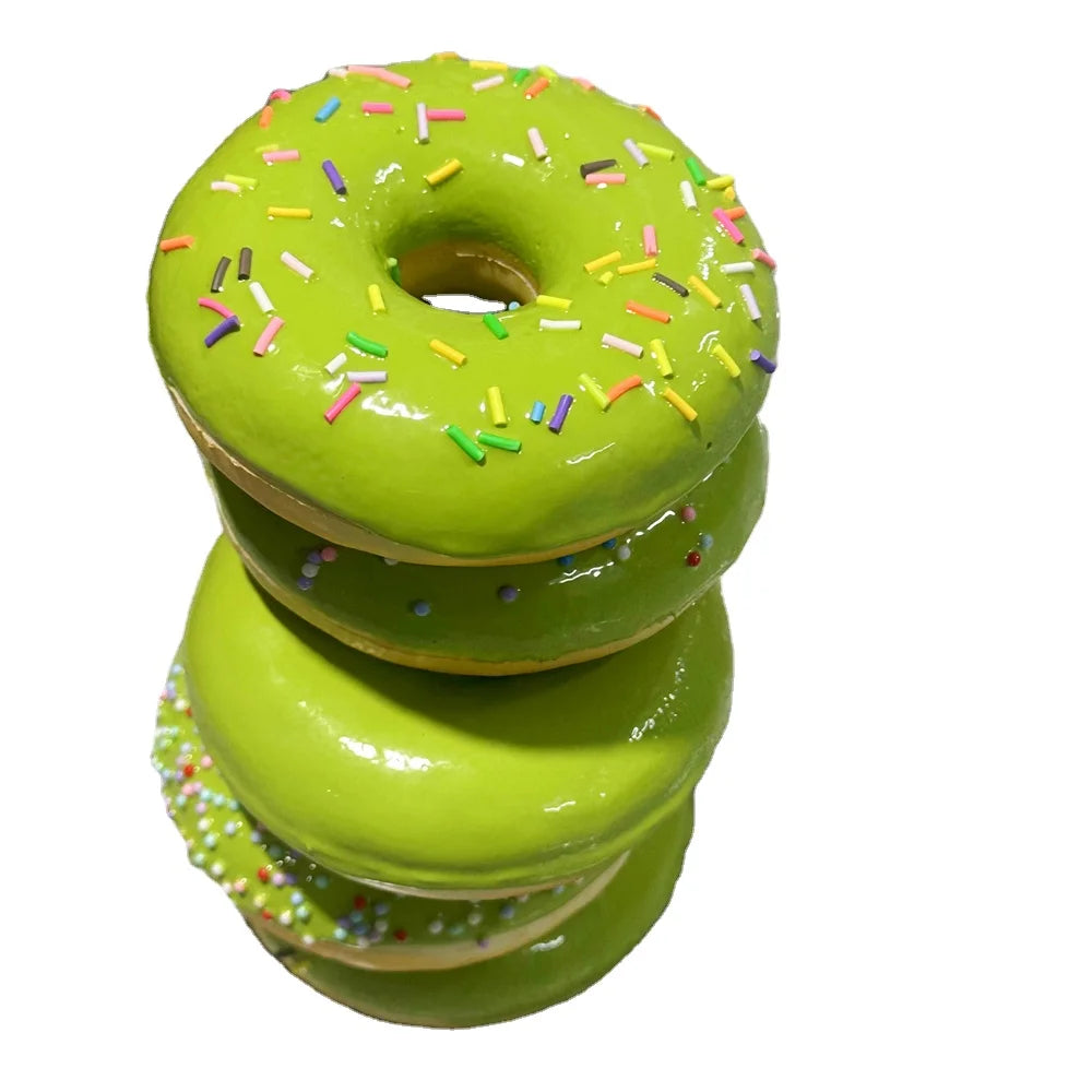 Christmas Donut 4inch Matcha Colour Pistachio Jam Artificial Simulation Food Model Donuts Chocolate Green Nut Sugar Bean Bread