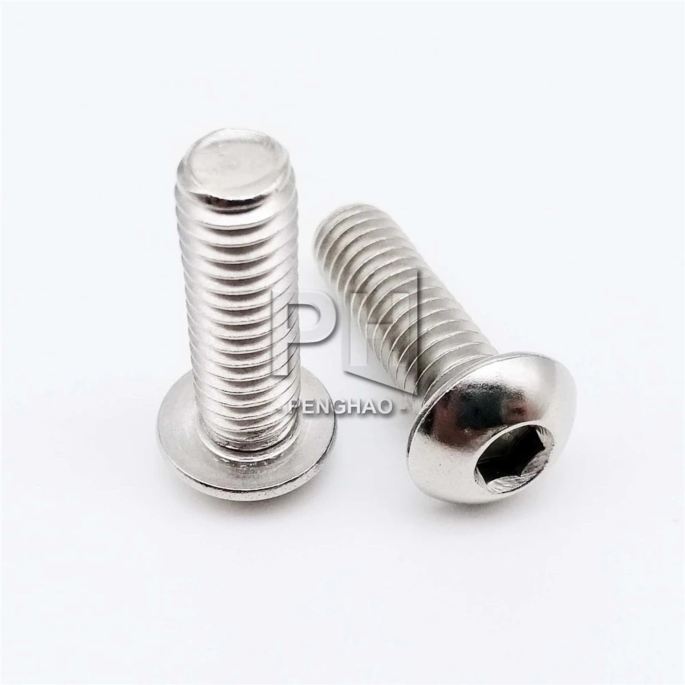 UNC 10#-24 4-20 US Coarse Thread 304 A2-70 Stainless Steel Allen Hex Hexagon Socket Button Head Round Screw Bolt ISO7380
