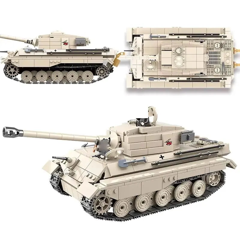 WWII Military Tank Building Blocks Set Large MOC Tank Model Kit Construction Toy Gifts for Military Fans With Soldiers