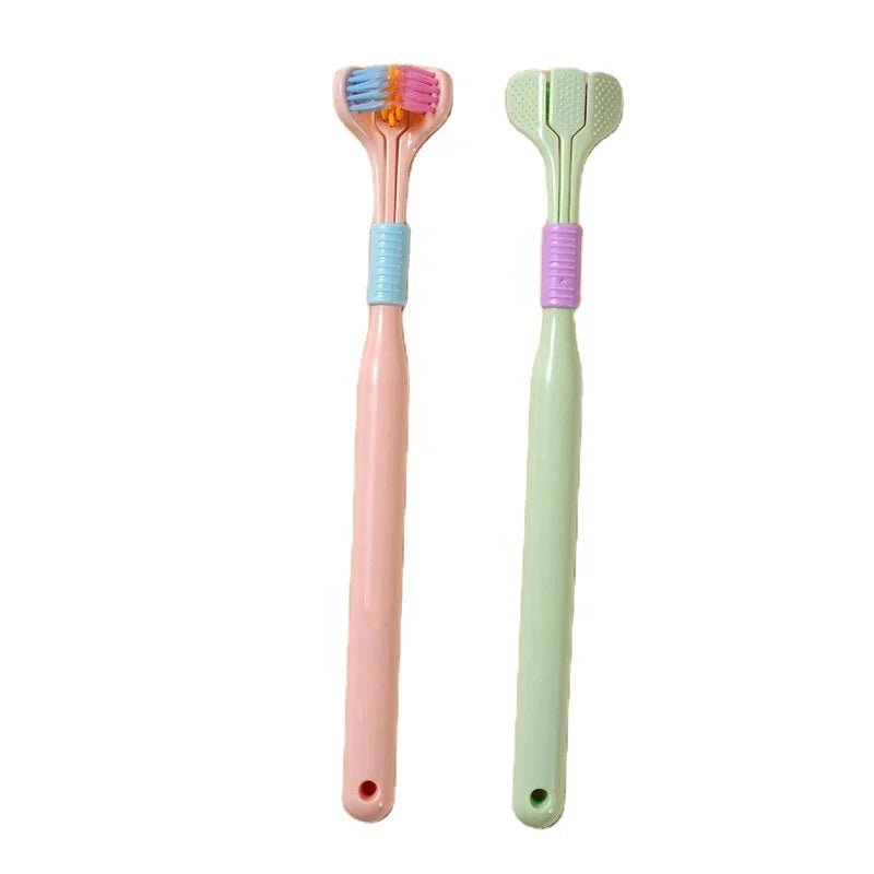 Premium Three-Head Manual Toothbrush for Adults 360 Soft for Triple Bristle Three-Sided Brush with PP Handle for Home Use
