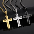 2024 Big Cross Necklace 18k Gold Plated Stainless Steel Cross Wire Rope Large Pendant Man Hip Hop Style Necklace