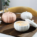 Wholesales Matte Colored Containers Jars for Making Ceramic Pumpkin Shape Empty Candle Jar With Lid