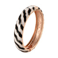 Daili Classic Style White Black Geometric Enamel Gold Plated Cuff Bangle 14mm Width Zinc Alloy Women's Charm Bracelet