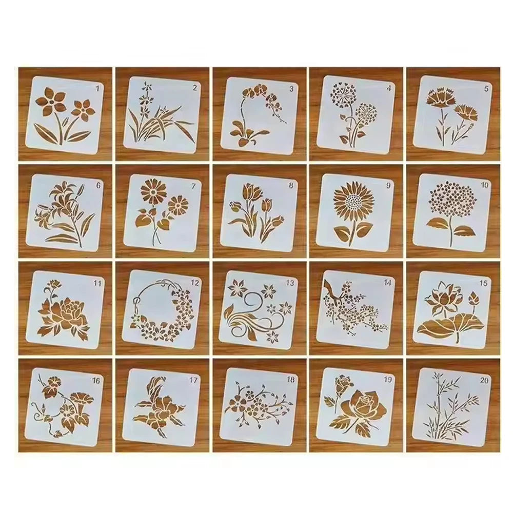Eco-friendly PET PP Plastic Drawing Template Customize Laser Cut Flower Drawing Stencil