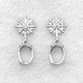 Sterling Silver 4*6/6*8mm Semi Mount Stud Earrings Empty Blank Claw Setting S925 Base Holder Without Center Stone for DIY Inlay