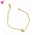 WMST198 Dainty Bracelets for Women 18k Gold Filled 925 Sterling Silver White Freshwater Cultured Pearl Chain Jewelry