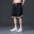 Men's Summer Ice Silk Hot Shorts Quick-Drying Breathable Mesh Sports Pants Casual Five-Point Basketball Drawstring Shorts