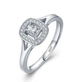 Luxury Center Cushion Cut Zirconium Diamond 925 Sterling Silver Rhodium Plated Diamond Engagement Ring for Women