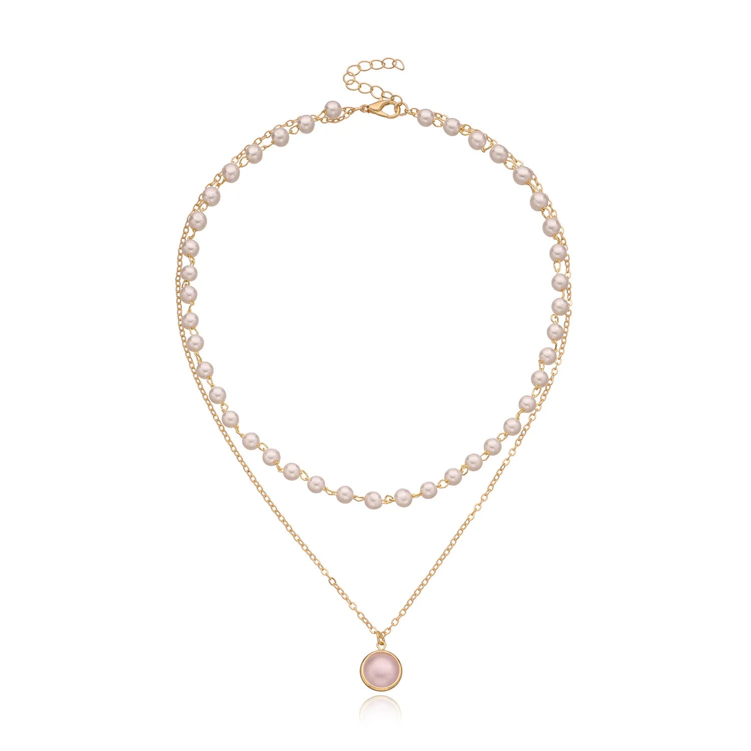 Fashion Trendy Light Luxury Niche Gold Plated Chain Imitation Pearl Women's Baroque Pearl Metal Charm Pendants Choker Bead