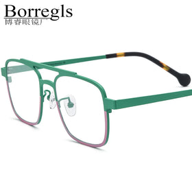 Borregls Colorful Titanium Glasses Frame Men 2025 New Brand Designer Square Eyeglasses Women High Quality Optical Eyewear 185789