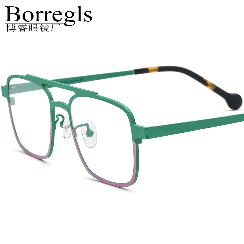 Borregls Colorful Titanium Glasses Frame Men 2025 New Brand Designer Square Eyeglasses Women High Quality Optical Eyewear 185789