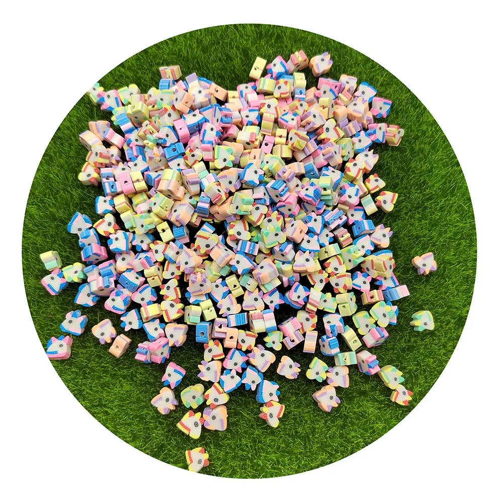 1000Pcs Colorful Unicorn Animal Polymer Clay Beads Loose Hot Clay Charms for Jewelry Crafts Making