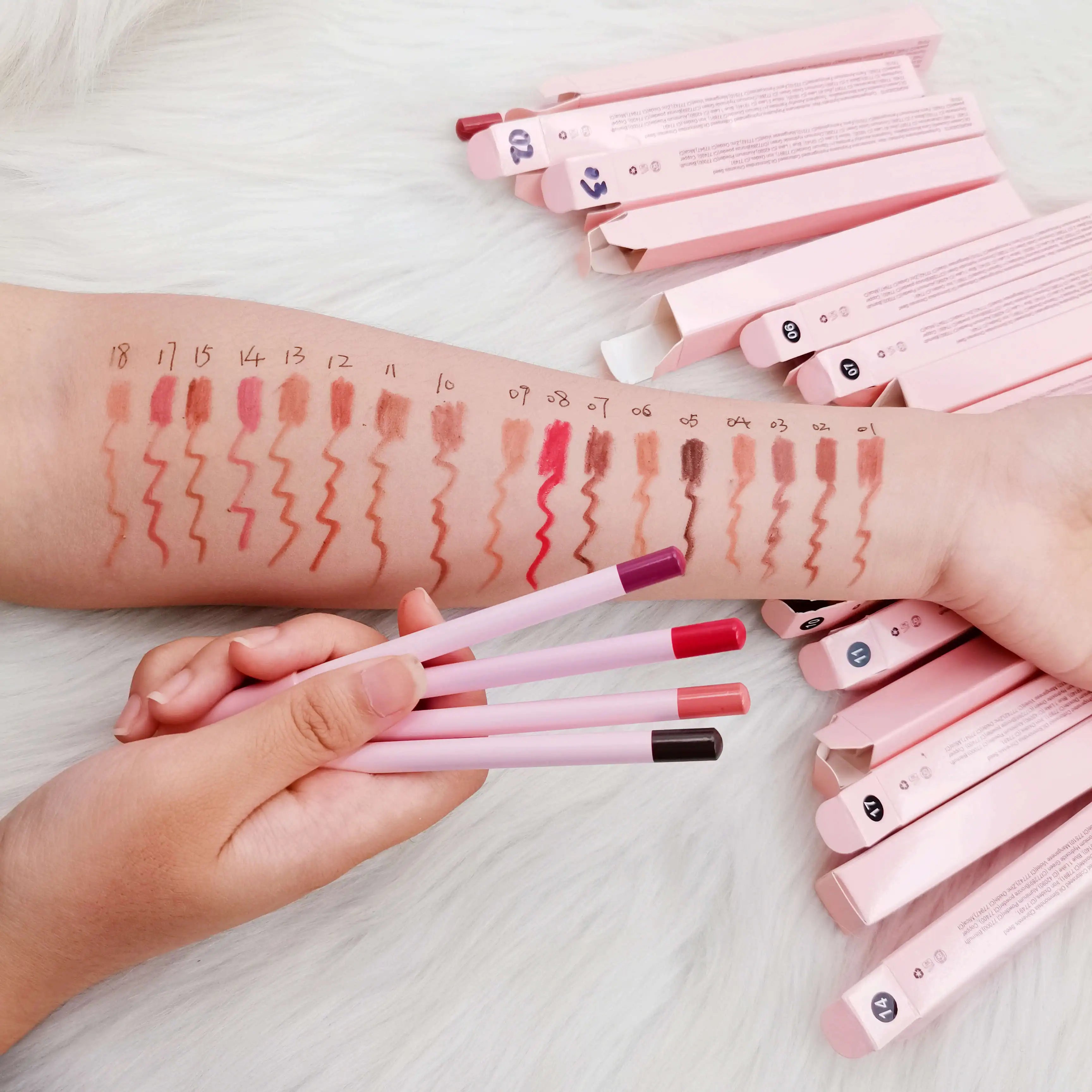 Private Label Waterproof Matte Brown Lip Liner 18 Color Long Lasting Lip Pencil Women Nude Lipstick Makeup Lip Cosmetic