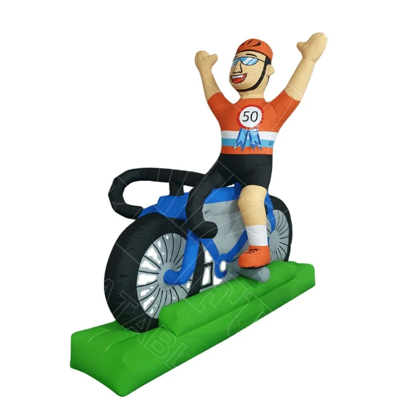 Airfun Latest Inflatable Cyclist Cartoon Inflatable Bicycle Balloon with Man to Netherlands