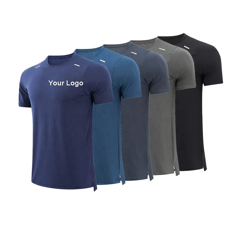 Customs logo Men Gym Sports Tops Wholesales Quick Dry Polyester t Shirt for Men Summer Running Shirt