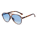 STY22738 Fashion Retro Rivet Tortoiseshell Pilot Sunglasses Women Men Vintage Blue Lens Double Bridge Aviation Sunglasses UV400