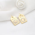 Brass 14K Gold Plated Accessories Geometric Shape Zircon Necklace Pendant DIY Jewelry Making Charms