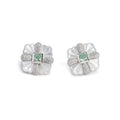 Aimgal Trendy Princess Square Stud Earrings: White Mother-of-Pearl & Paraiba Zircon 18K Gold-Plated 925 Silver Fine Jewelry