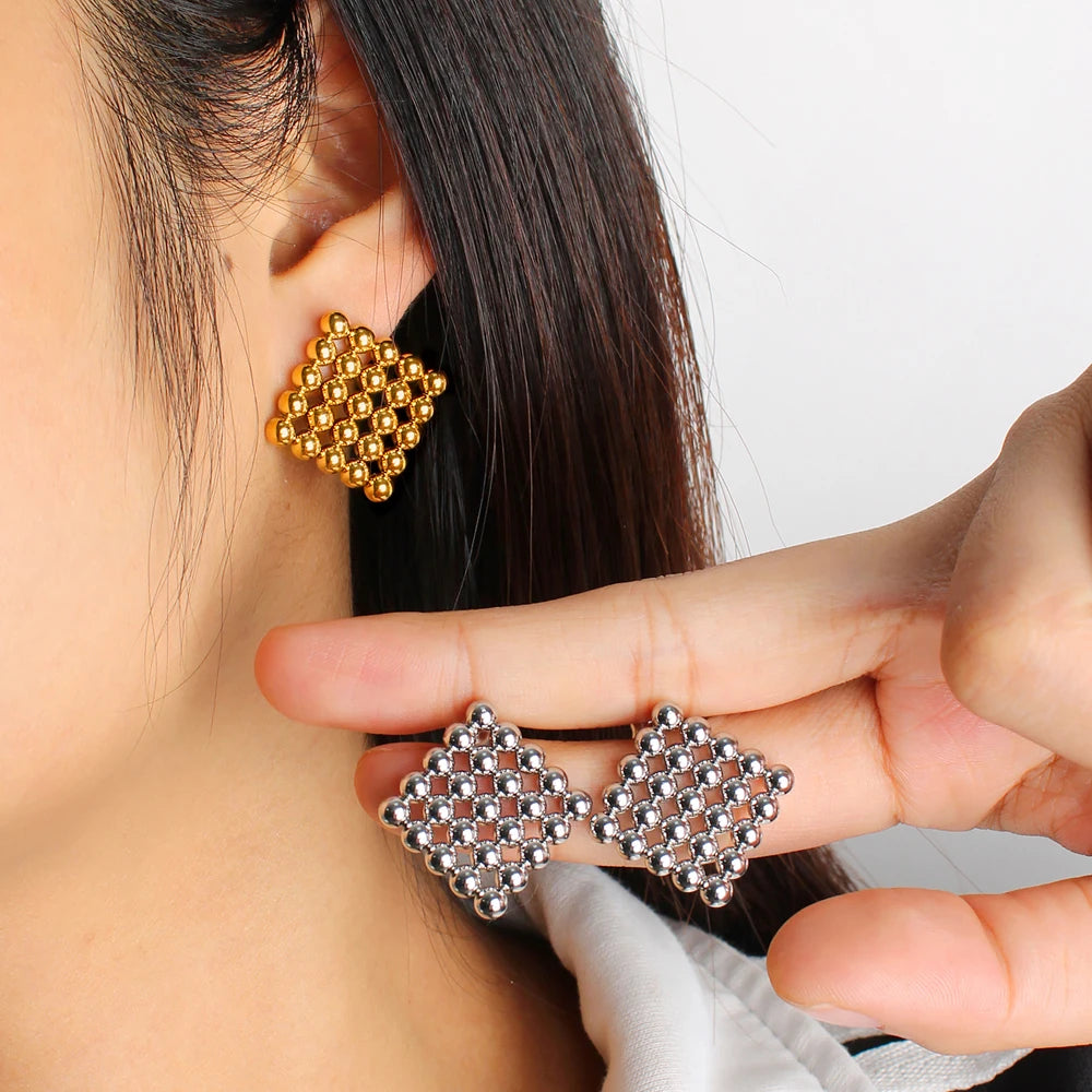 Stainless Steel Stud Earrings for Women Gold Color Earring Summer Beach Wedding Jewelry Gift