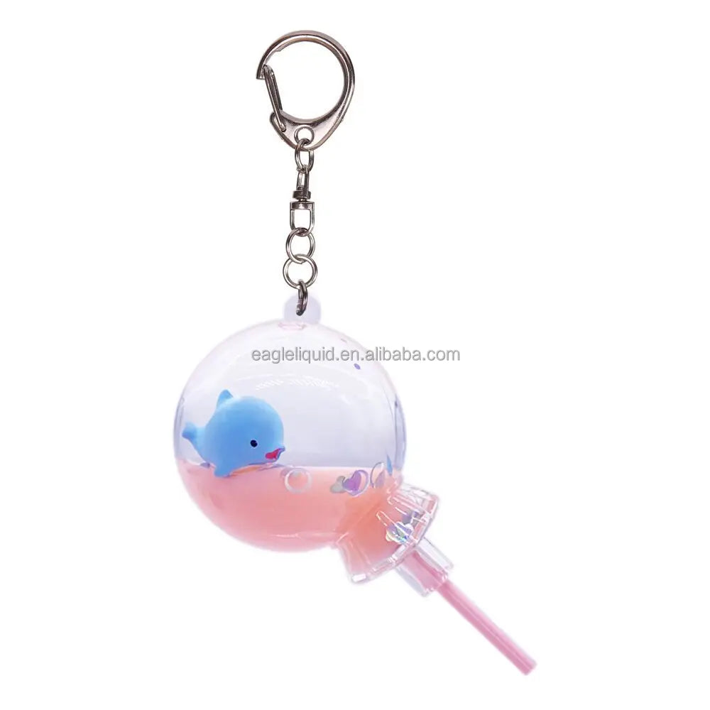 Liquid Into Oil Lollipop Keychain Fashion Acrylic Key Chain Girly Cute Candy Bag Charm Lollipop Keychains