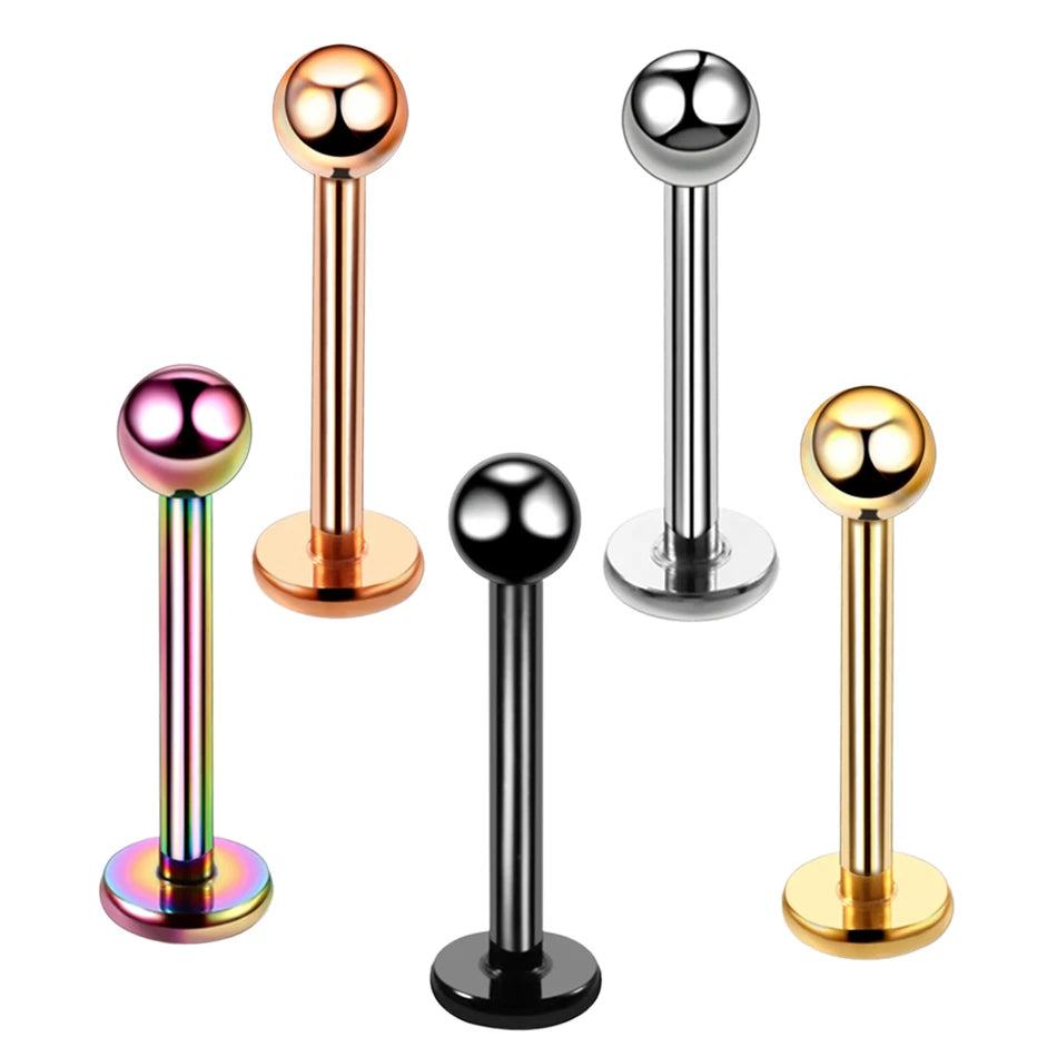 10pcs G23 Titanium External Threaded Labret Lip Stud Rings Monroe 16G Ear Cartilage Tragus Helix Piercing for Men Women Jewelry