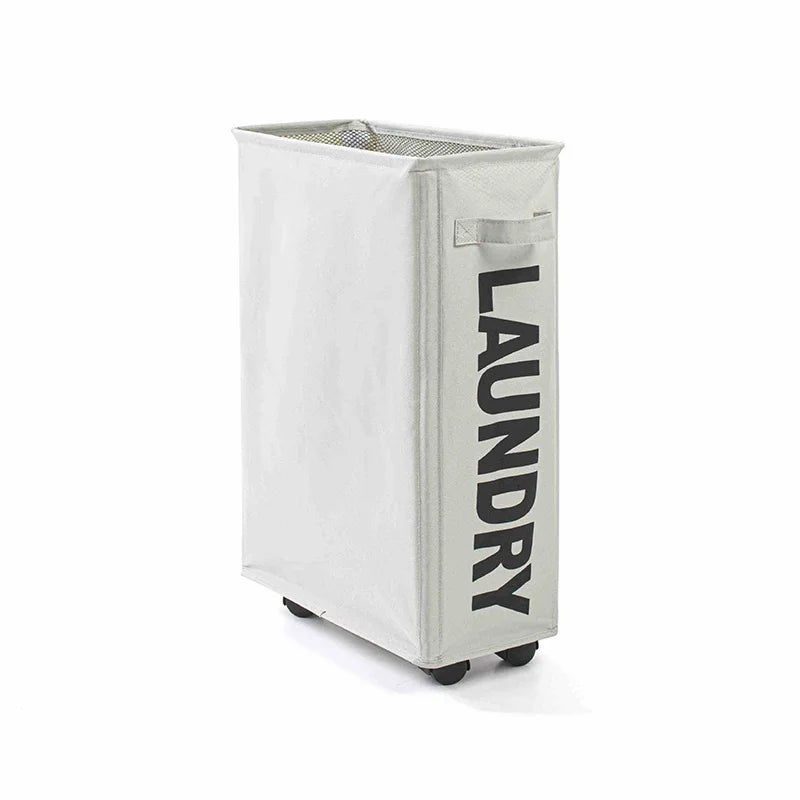 Hot Sales Rolling Slim Laundry Basket with Stand Folded Waterproof Sorter and Organizer with Wheels Dirty Laundry Hamper Basket
